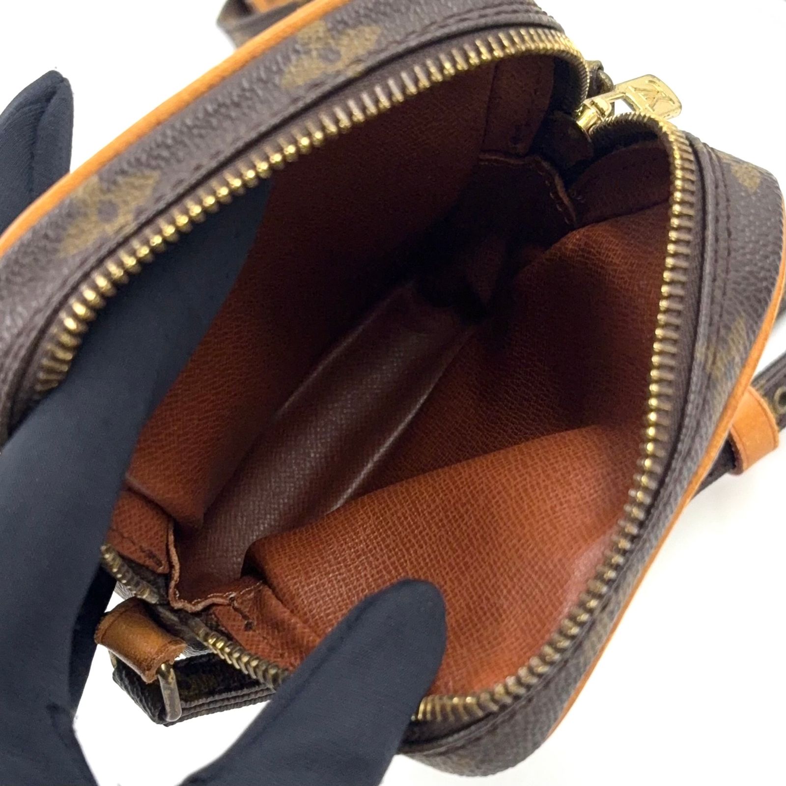 【新着】LOUIS VUITTON ミニダヌーブ モノグラム モノグラム レザー、PVC ブラウン、ライトブラウン ショルダーバッグ ゴールド M45268
