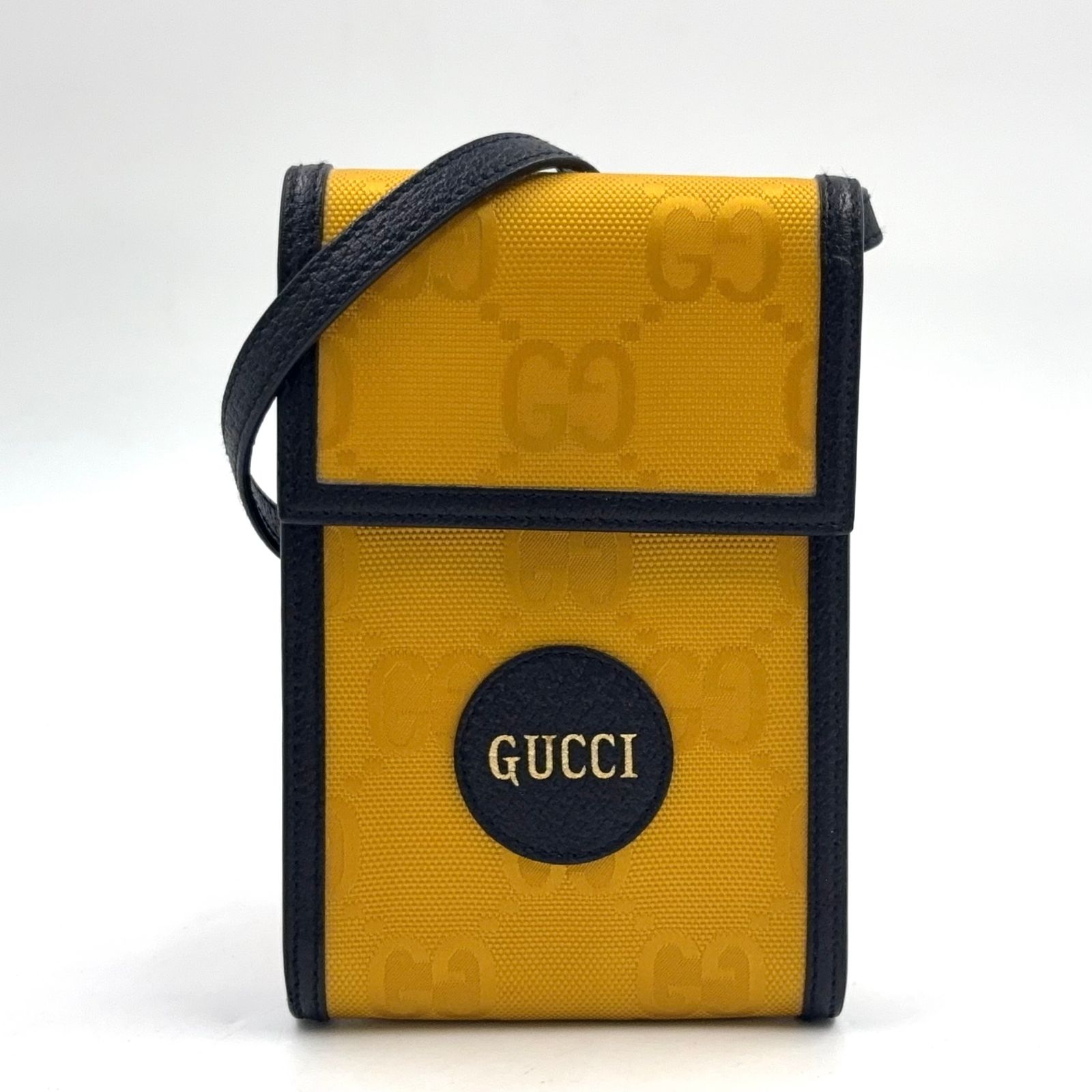 新着】GUCCI オフザグリッド レザー、ナイロン イエロー、ブラック