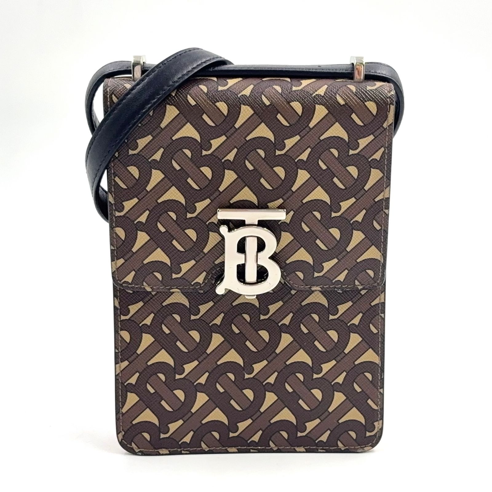 新着】BURBERRY TBモノグラム ロビン レザー、PVC ブラウン、ブラック