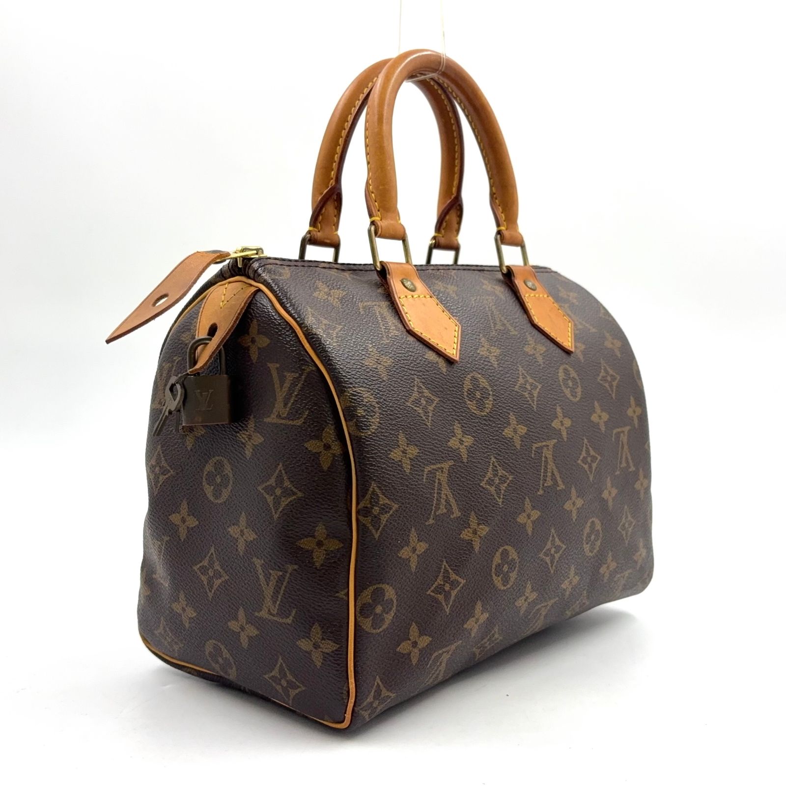 【新着】LOUIS VUITTON スピーディ25 旧型 モノグラム モノグラム レザー、PVC ブラウン、ライトブラウン ハンドバッグ ゴールド M41528