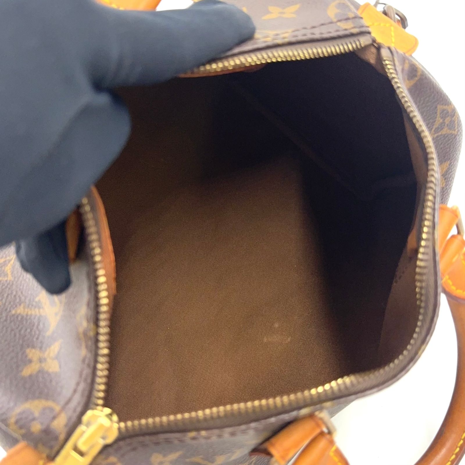 【新着】LOUIS VUITTON スピーディ25 旧型 モノグラム モノグラム レザー、PVC ブラウン、ライトブラウン ハンドバッグ ゴールド M41528