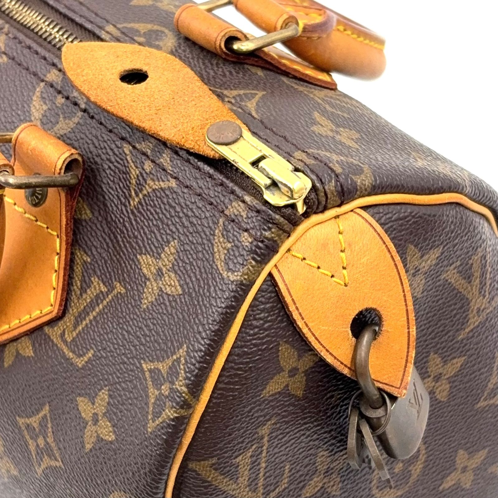 【新着】LOUIS VUITTON スピーディ25 旧型 モノグラム モノグラム レザー、PVC ブラウン、ライトブラウン ハンドバッグ ゴールド M41528