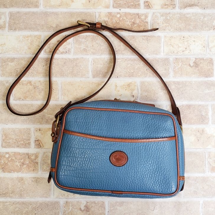 ドゥーニー&バーク ☆ USA製 シュリンクレザー ショルダーバッグ ブルー バイカラー DOONEY&BOURKE