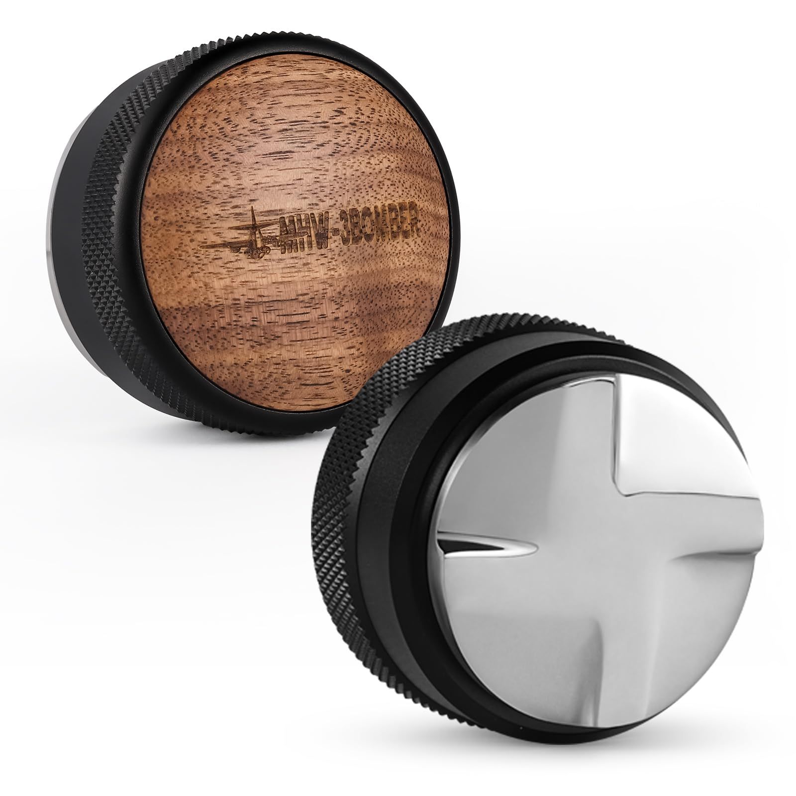 MHW-3BOMBER コーヒーディストリビューター 51mm エスプレッソタンパー ディストリビューター 51mm コーヒー用品 ステンレス製 木の蓋 T6095L4-OSys