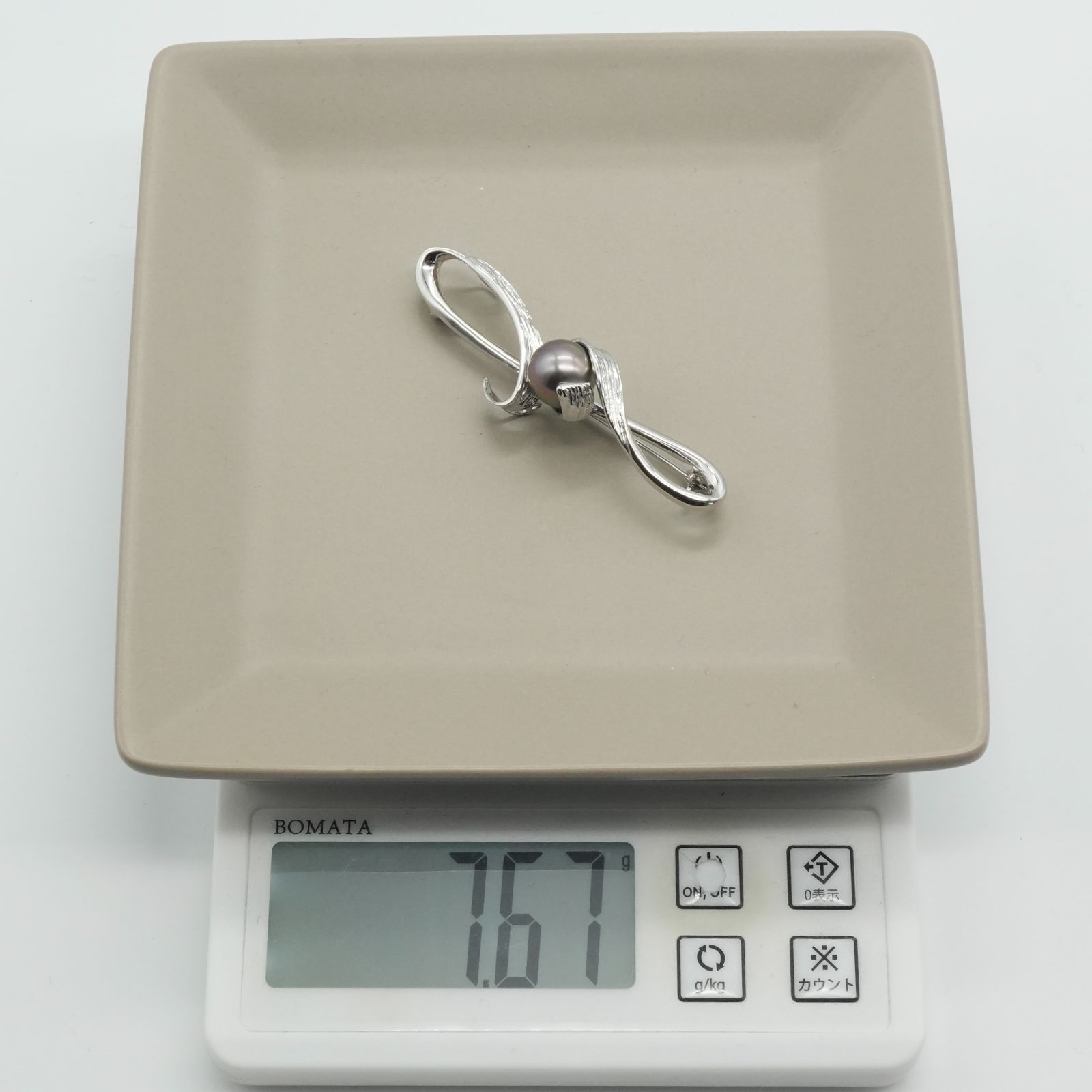 美品 タサキ ブラック 黒蝶真珠 パール ブローチ シルバー/25-3508 美品 タサキ ブラック 黒蝶真珠 パール ブローチ シルバー/25-3508