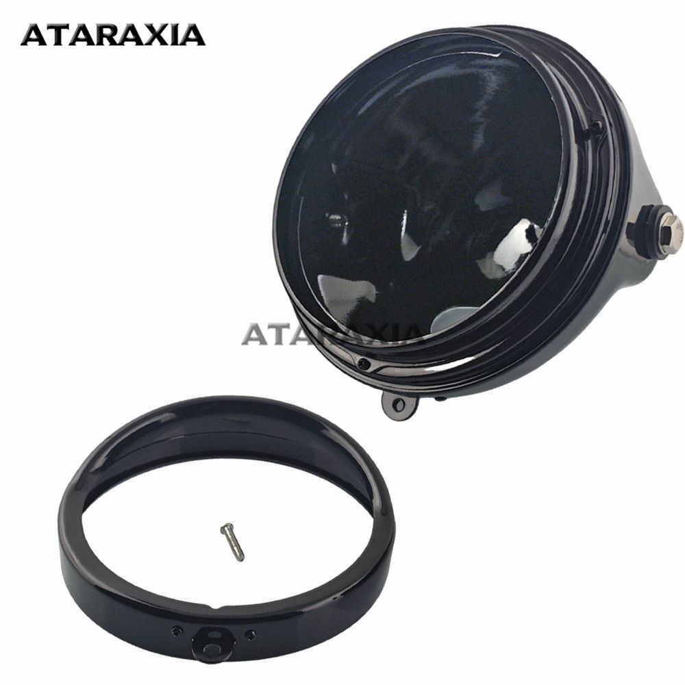 バイク 5.75インチ LED オートバイヘッドライトカバー ブラック