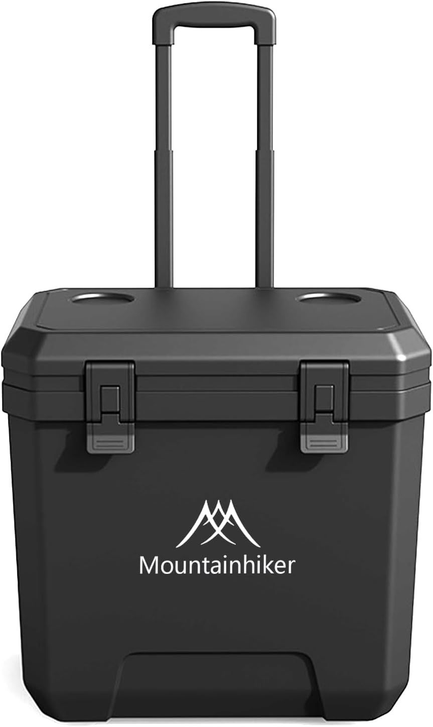 Mountainhiker クーラーボックス 36L 大容量 保冷ボックス ハードクーラー 5日間保冷 ホイール付き アルミ合金製 伸縮ハンドル キャンプ BBQ 釣り 災害対策