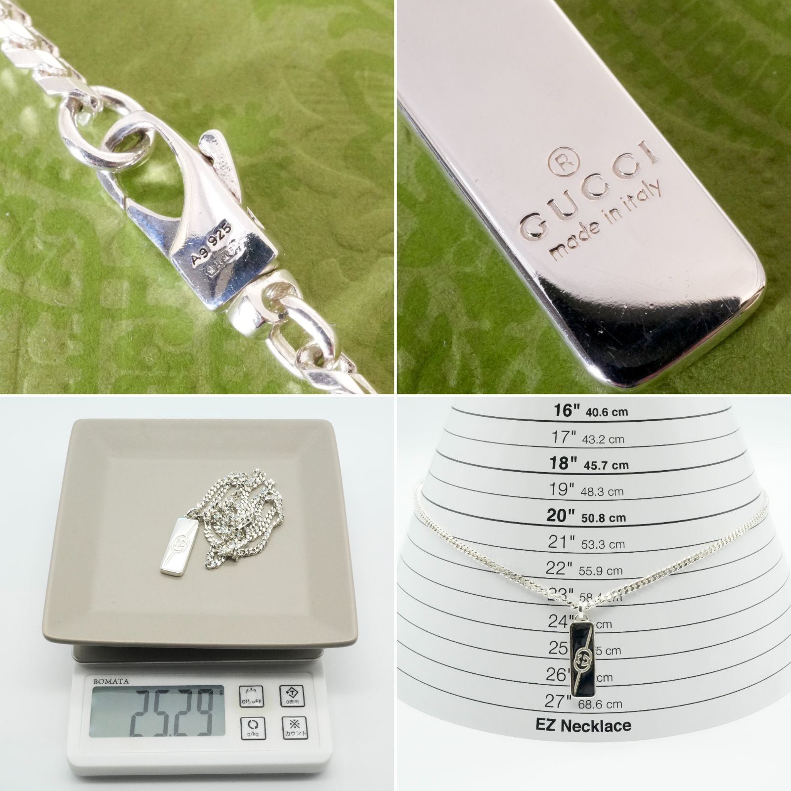 グッチ インターロッキング G ダイアゴナル プレート ネックレス25-2551