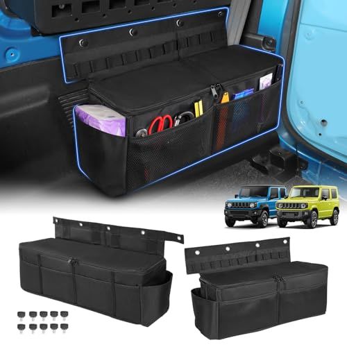 【左右2個セット】LIMSTYLE スズキ ジムニー ジムニーシエラ JB64 JB74に専用 ラゲッジボックス ヘッドレストボックス JIMNY SIERRA 二列目 後部座席 マルチ収納バッグ 大容量 小物入れ 仕切り 折り畳み式 オック c8828a46