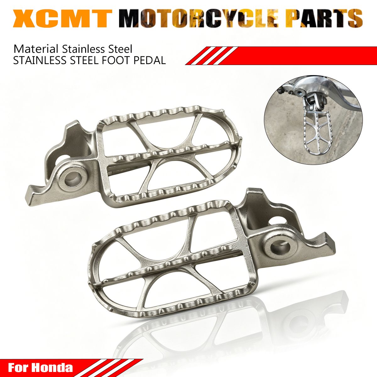 ホンダ CRF150R/250X/250R/250RX/300/450 用 ステンレス製フットペダル 2002-2025