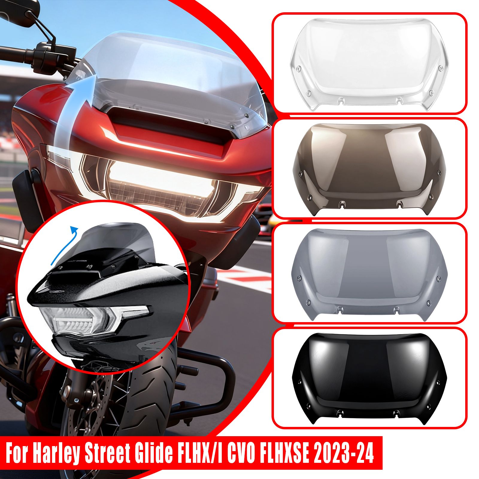 ハーレー ロードグライド FLTRX/FLTRXSE/FLTRXSTSE 2023-2024用 11.5インチ ABS製ウインドスクリーン