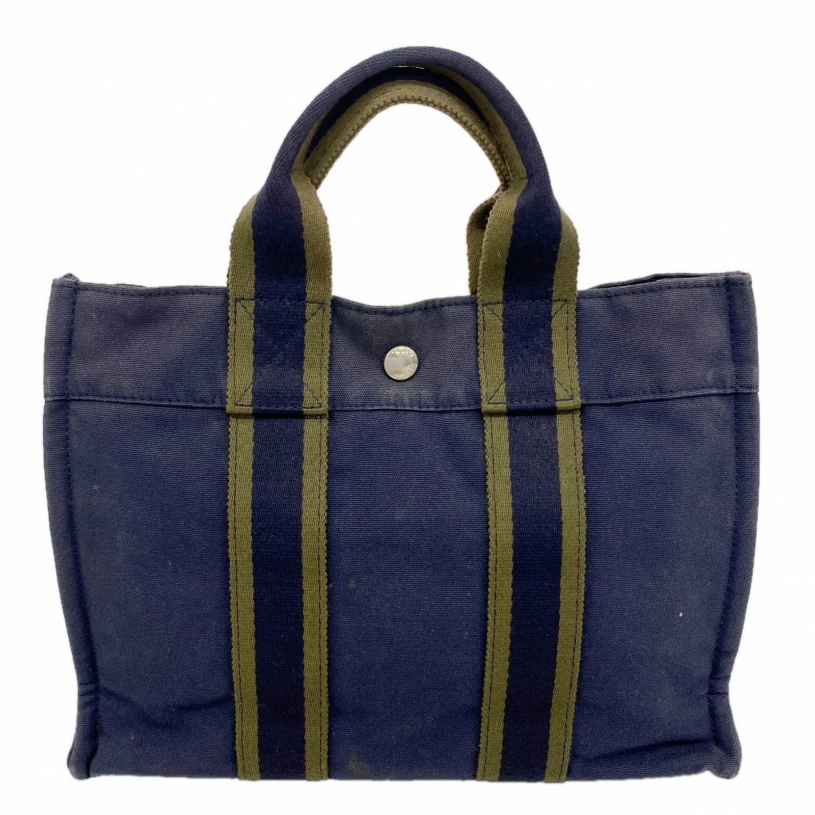 エルメス(Hermes) エルメス ハンドバッグ フールトゥPM キャンバス ネイビー メンズ レディース