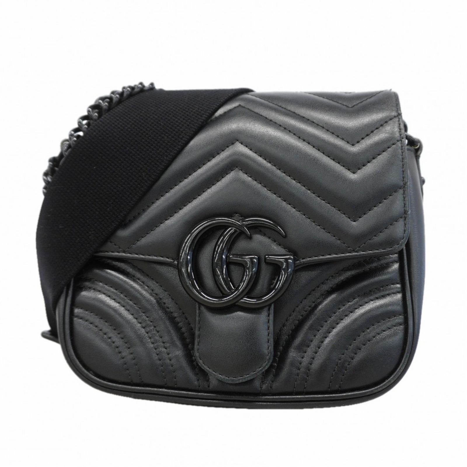 グッチ(Gucci) グッチ ハンドバッグ GGマーモント 739681 レザー ブラック 2wayバッグレディース