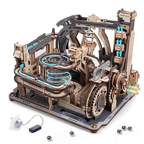 ROBOTIME 3d立体パズル 木製パズル 手回し 電動 模型 コースター 水車 ギア 軌道 ローラーコースター 工作愛好者向け 集中力 脳トレ クラフト 大人向け 子供 知育 玩具 おもちゃ 14歳+ DIY キット プレゼント インテリ c753911f