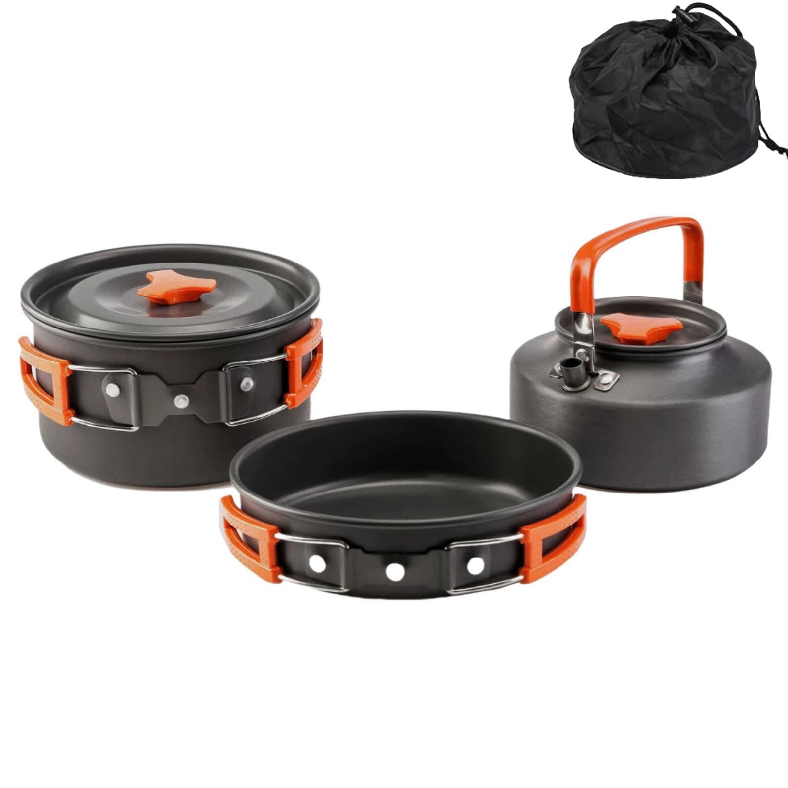 キャンプ用調理器具セット 3点セット 食品グレードの硬質アルミニウム