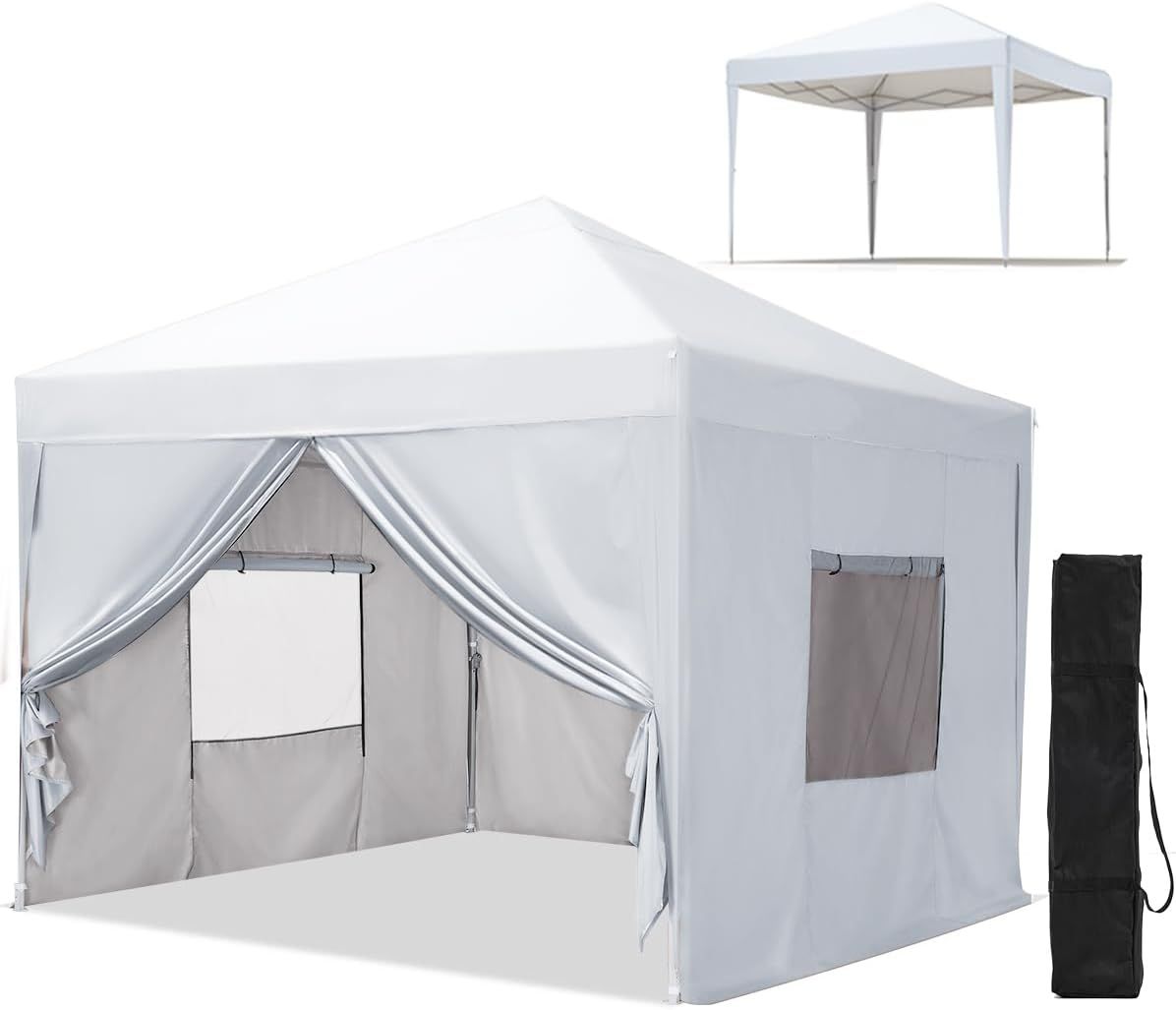 ワンタッチ タープテント 3段階調節 3m/2.5m/2m UVカット 耐水 スチール キャンプ アウトドア 耐水専用横幕/サイドシート4枚付属 テント キャンプ用品 ワンタッチテント タープ