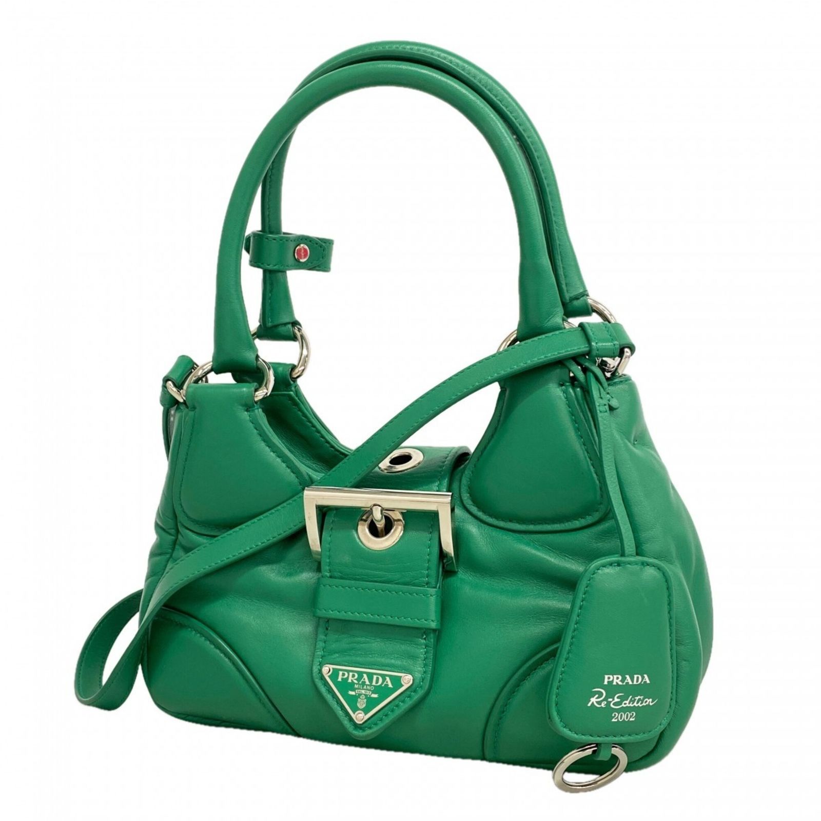 プラダ(Prada) プラダ ハンドバッグ ムーン レザー グリーン 2wayバッグレディース