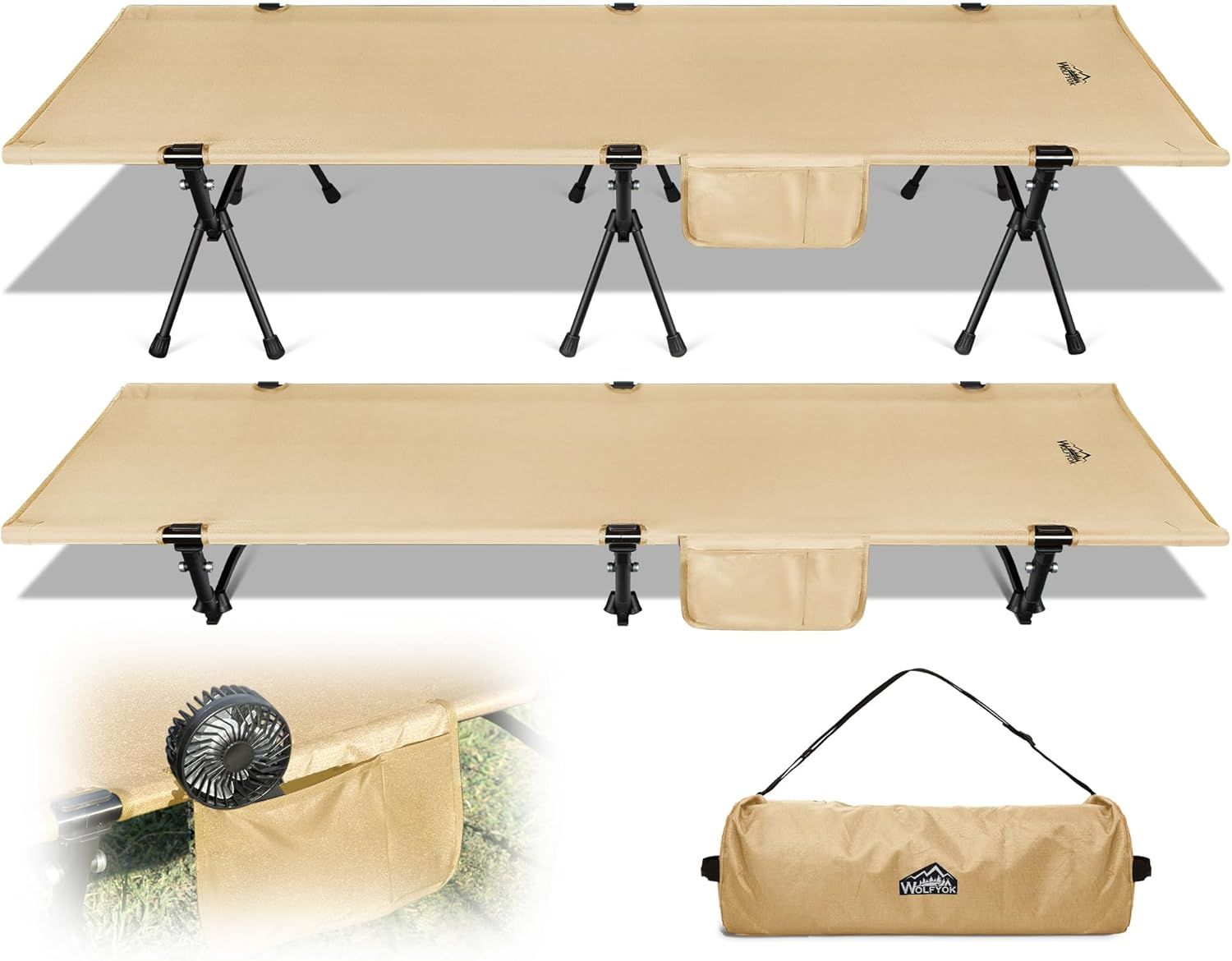 wolfyok outdoors コット キャンプ 2way 軽量 【高密度1000Dオックスフォード・寝心地も耐久性もあり】 150KG高耐荷重 折りたたみ 通気性 撥水素材 超軽量航空機素材