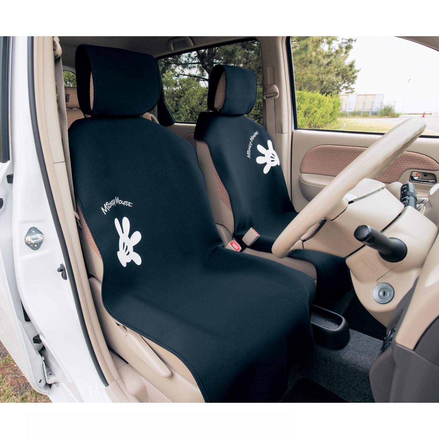N◆[ベルメゾン] ディズニー シートカバー 車用 防水 エプロン ミッキー グローブ フロント用２枚 cd9ca918