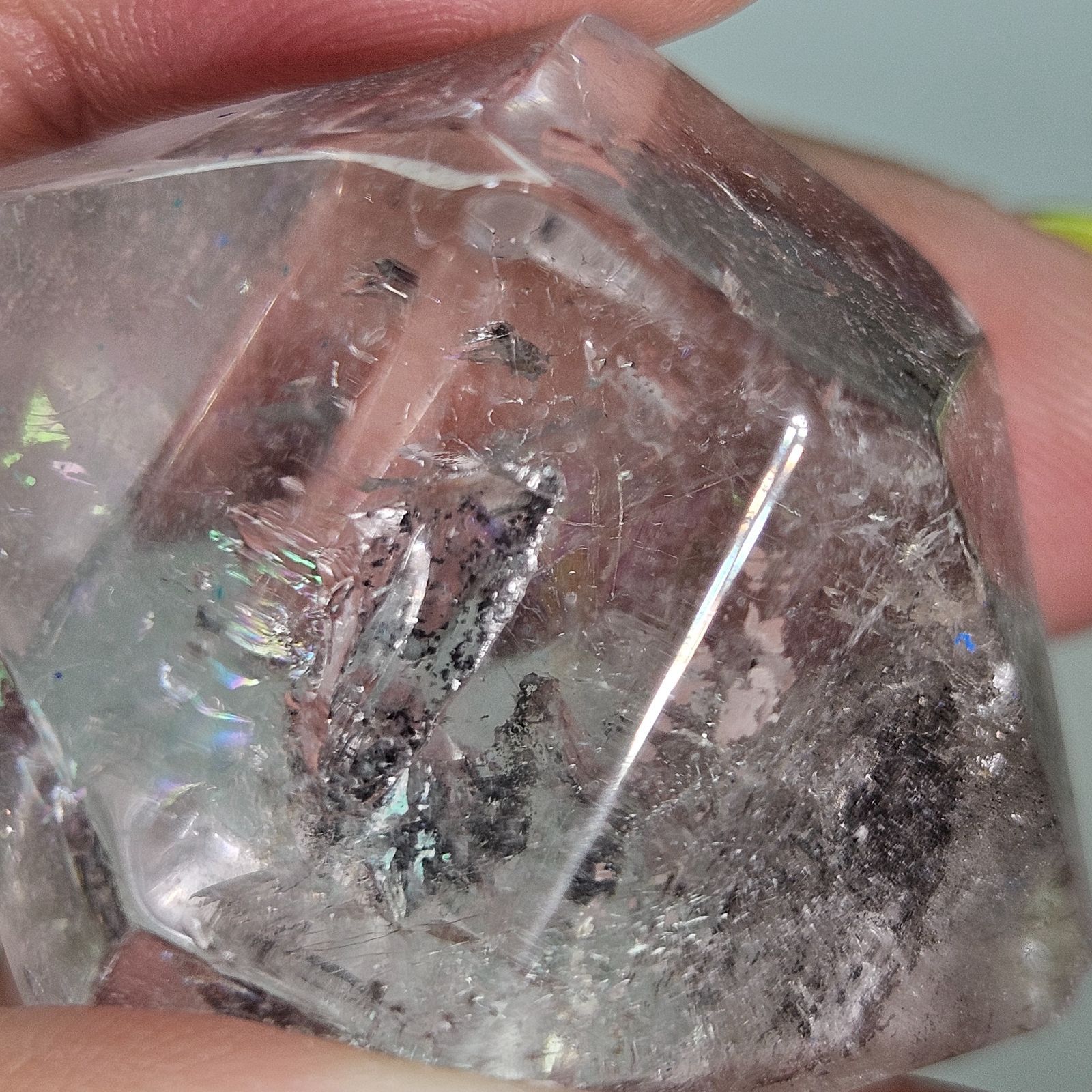 虹入り水入り水晶 ハーキマーダイヤモンド 原石研磨 - メルカリ