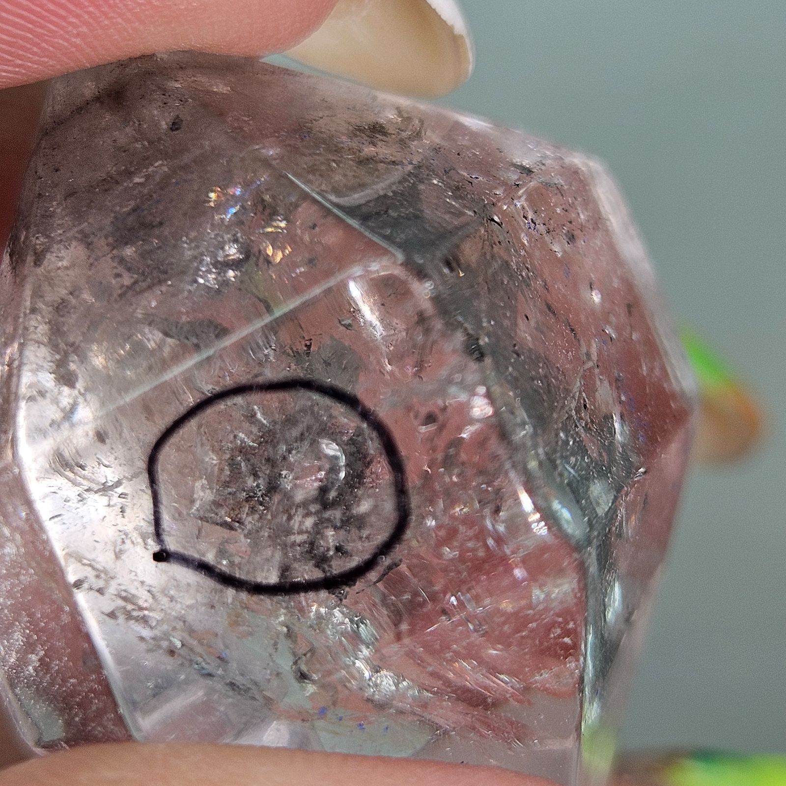 虹入り水入り水晶 ハーキマーダイヤモンド 原石研磨 - メルカリ