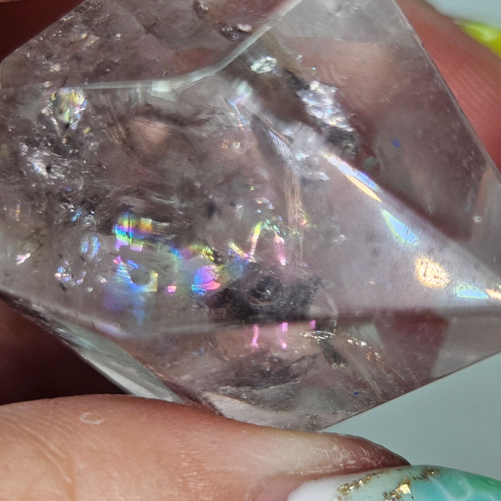 虹入り水入り水晶 ハーキマーダイヤモンド 原石研磨 - メルカリ