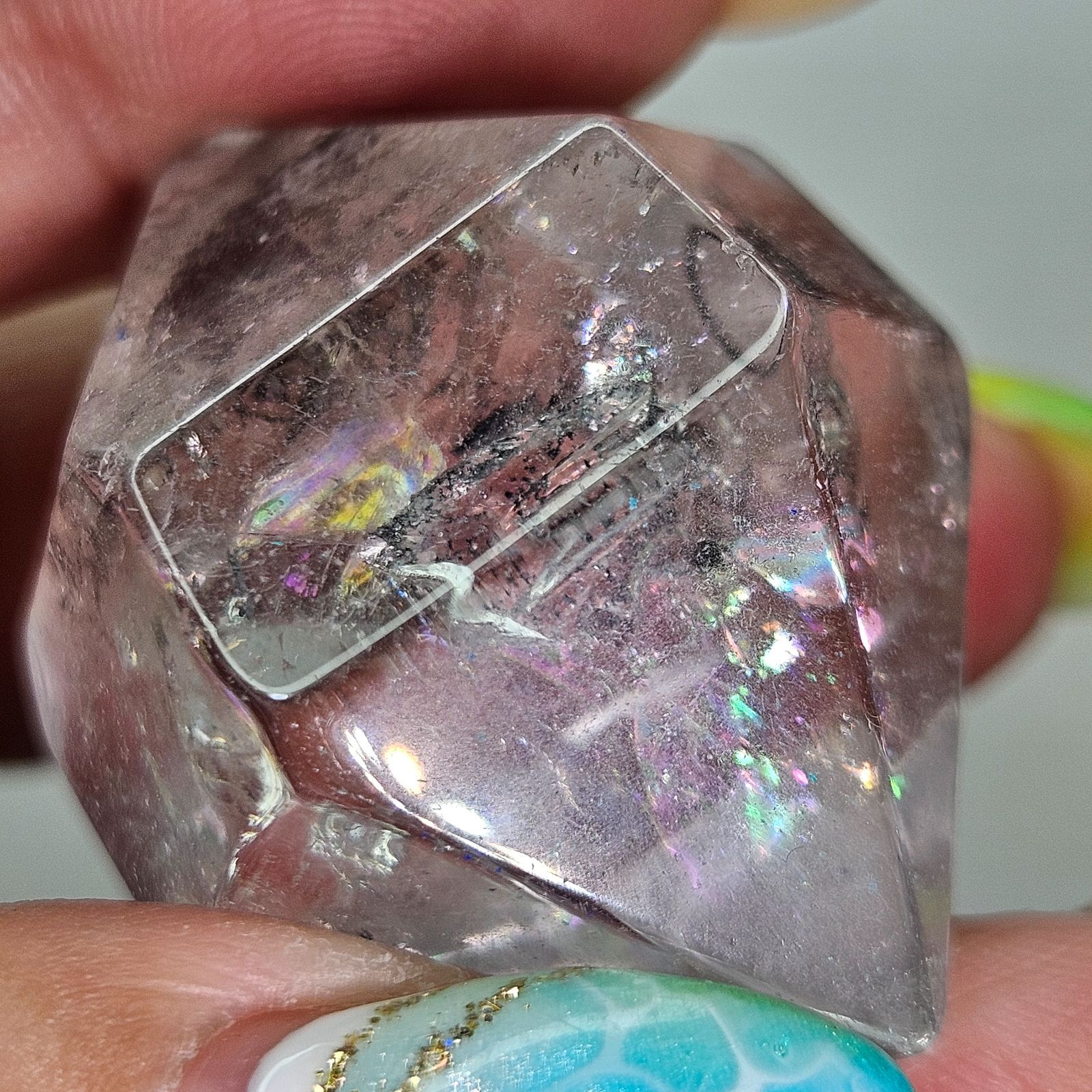 虹入り水入り水晶 ハーキマーダイヤモンド 原石研磨 - メルカリ