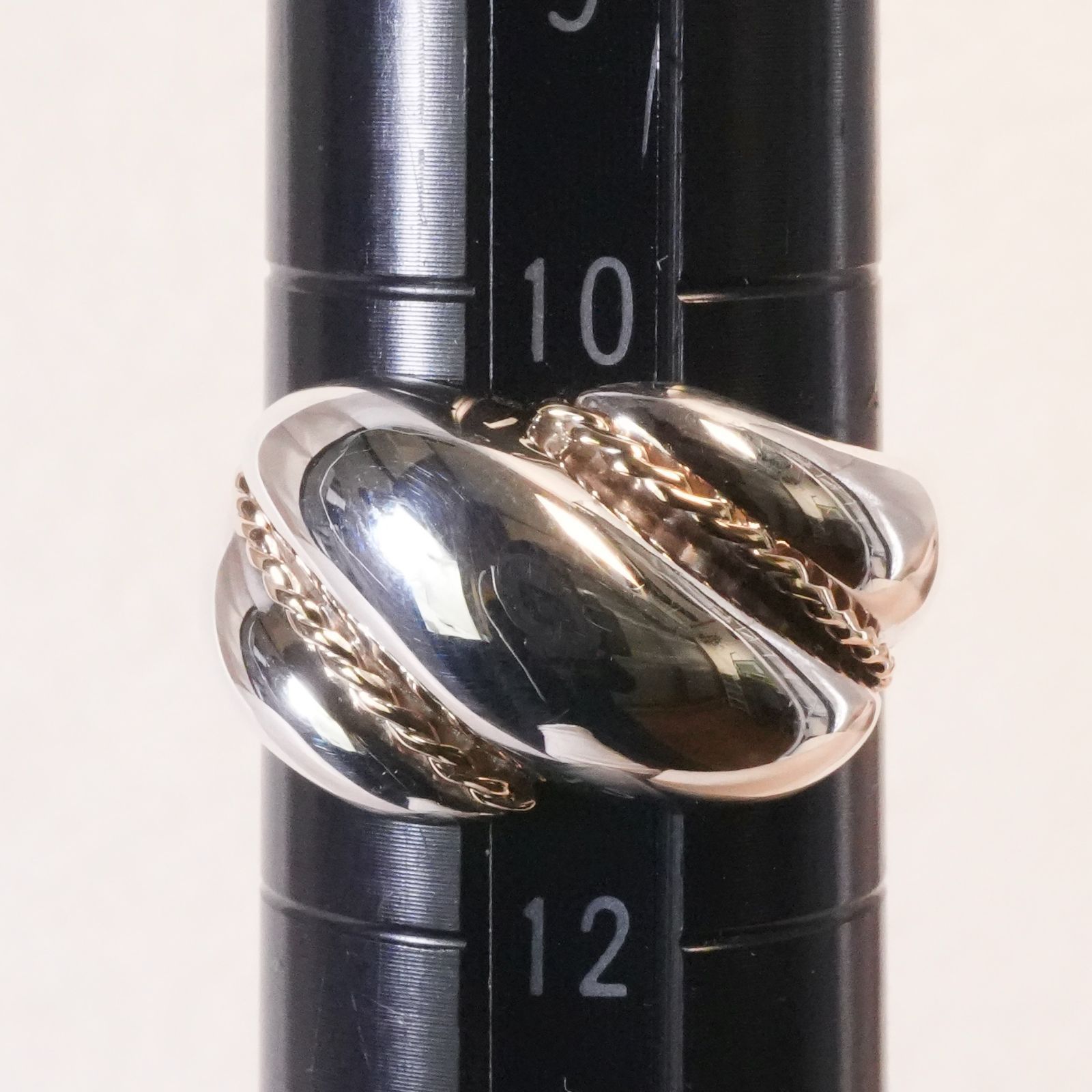 ヴァンドーム青山 K10 シルバー コンビ ツイストロープ リング25-3446