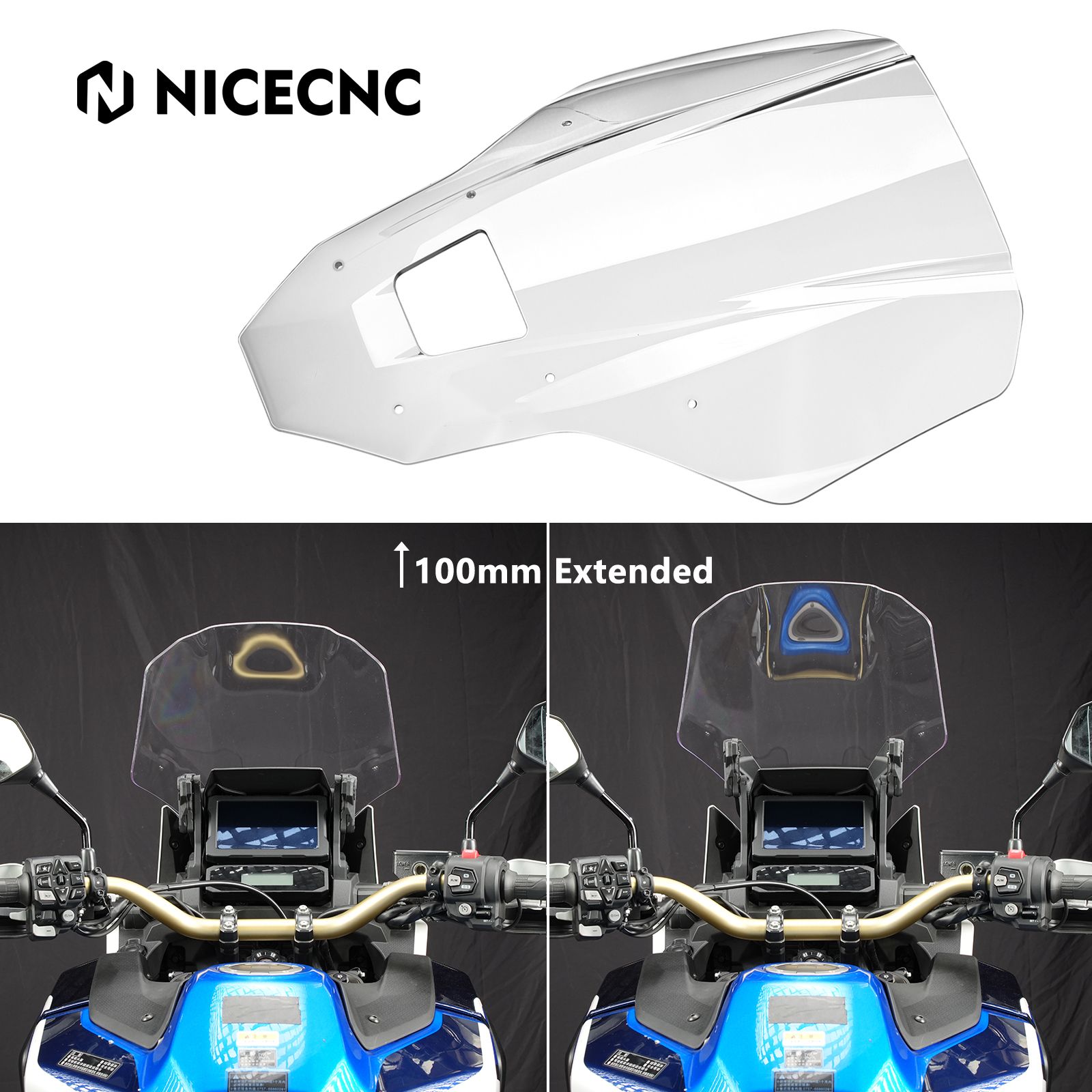 ホンダ CRF1100L アフリカツイン 2020-2026 用 100mm 拡張ウインドスクリーン