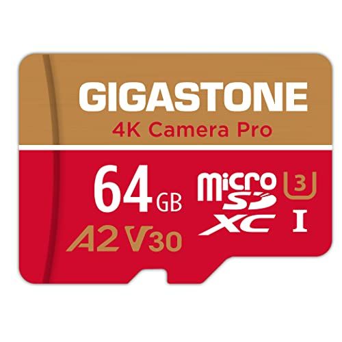 【5年データ復旧・無償交換保証】GIGASTONE マイクロsdカード 64GB 4K Camera Pro microSDXC UHS-I A2 V30 U3 C10 Ultra HD 4K ビデオ録画 Gopro アクションカメラ スポーツカメラ 95yu