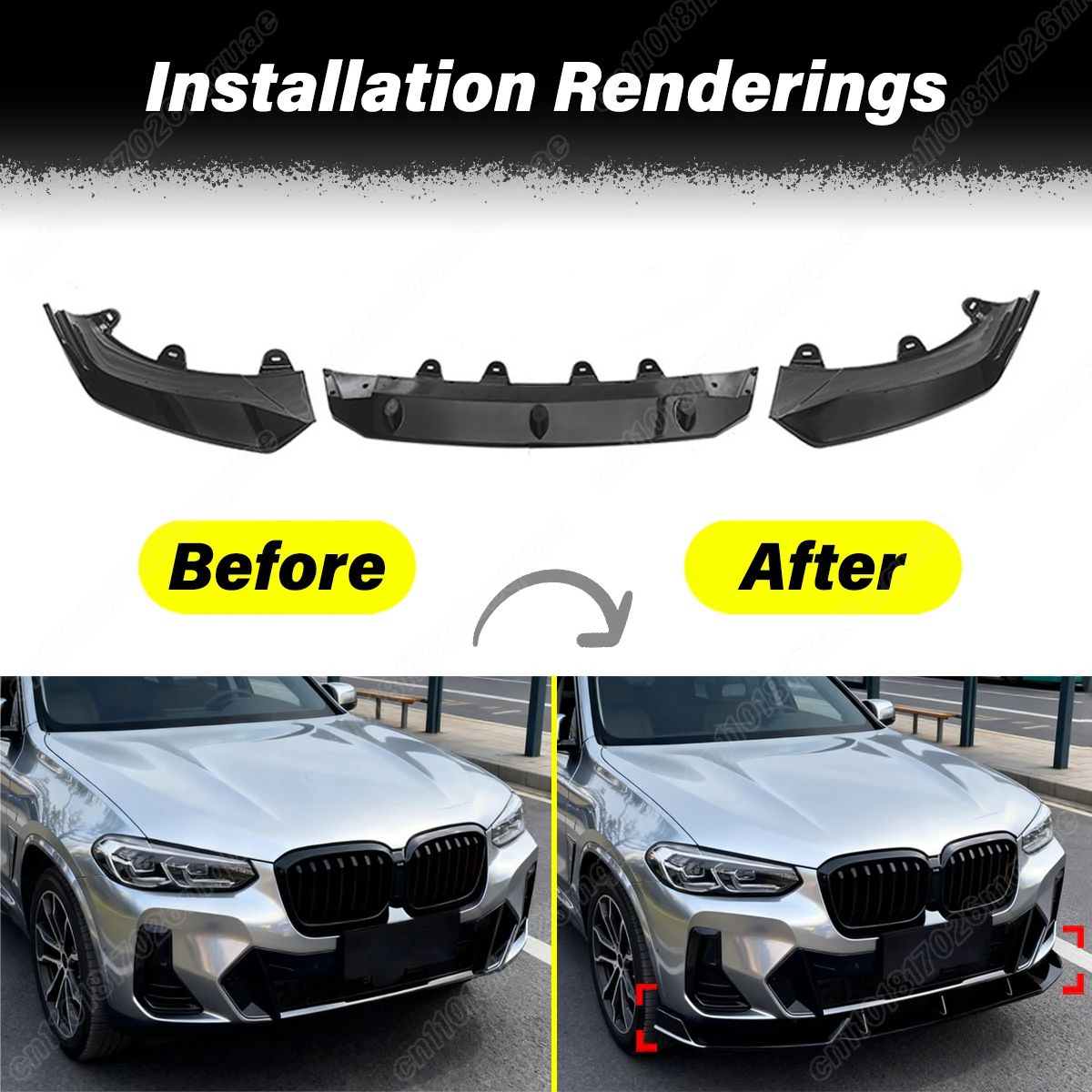 BMW X3 G01/X4 G02/iX3 2021-2024 用 ABS製フロントリップスポイラー