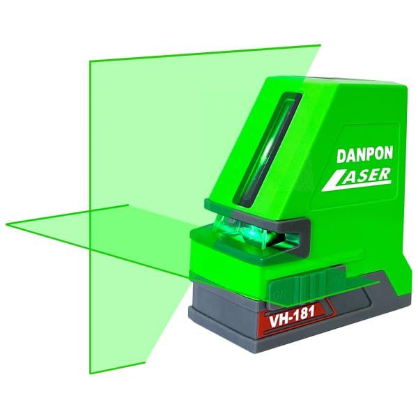 Danponレーザー墨出し器 グリーン 2ライン 水平ライン1本 垂直ライン1本 クロスライン、 自動補正 傾斜アラーム 18650型充電池、高輝度 屋内外 対応受光器 300Hz に対応可能です レーザー安全基準：クラス 2 IEC60825 VH-181t
