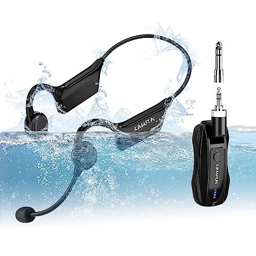 【新品】ワイヤレス 完全防水マイク 2.4G無線フィットネスヘッドセットマイク IP67防水＆防塵 プラグ＆プレイ 瞬時接続 ノイズ軽減 360°集音 20M伝送距離 6時間連続使用 フィットネス、スピニング、ヨガ、水泳に等最適 1f8a95a5