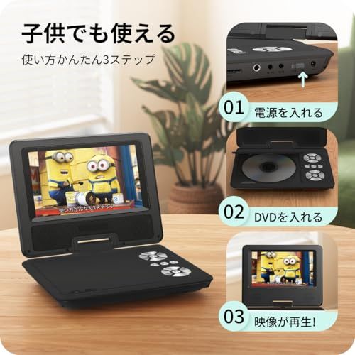 Surfola ポータブルDVDプレーヤー 9.5型/7.5インチ ミニCD/DVD