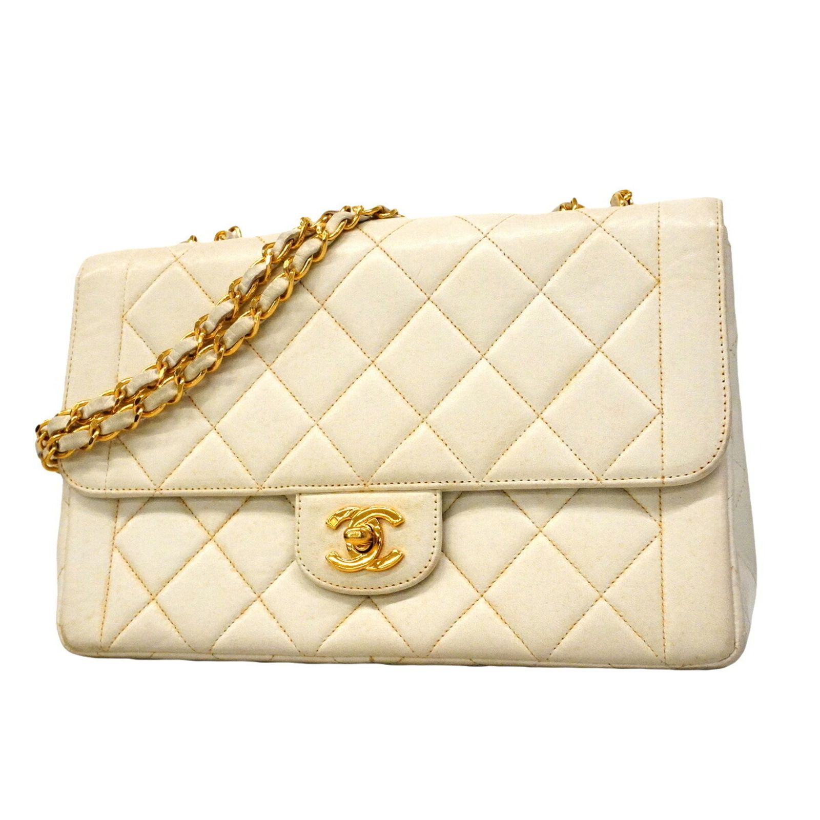 シャネル(Chanel) シャネル ショルダーバッグ マトラッセ Wチェーン ラムスキン ホワイト レディース