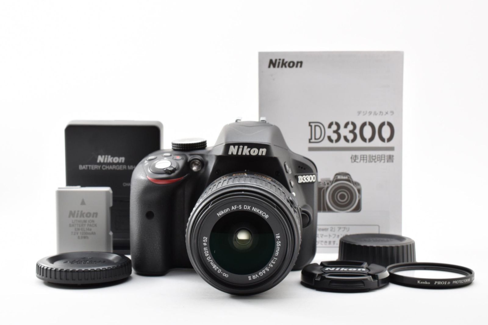 光学極上 Nikon ニコンD3300 / AF-S NIKKOR 18-55mm 3.5-5.6 G II VR DX レンズキット デジタル一眼カメラ シャッター数902枚と極小 #4288-1