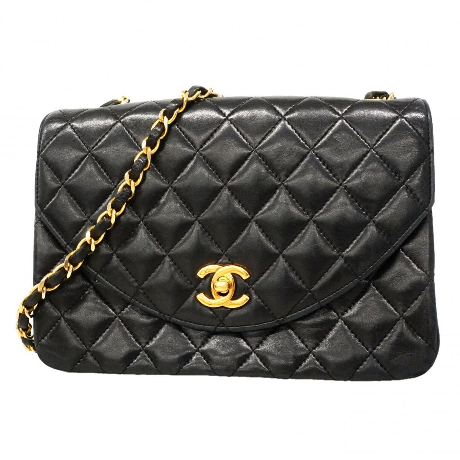 シャネル(Chanel) シャネル ショルダーバッグ マトラッセ チェーンショルダー ラムスキン ブラック レディース