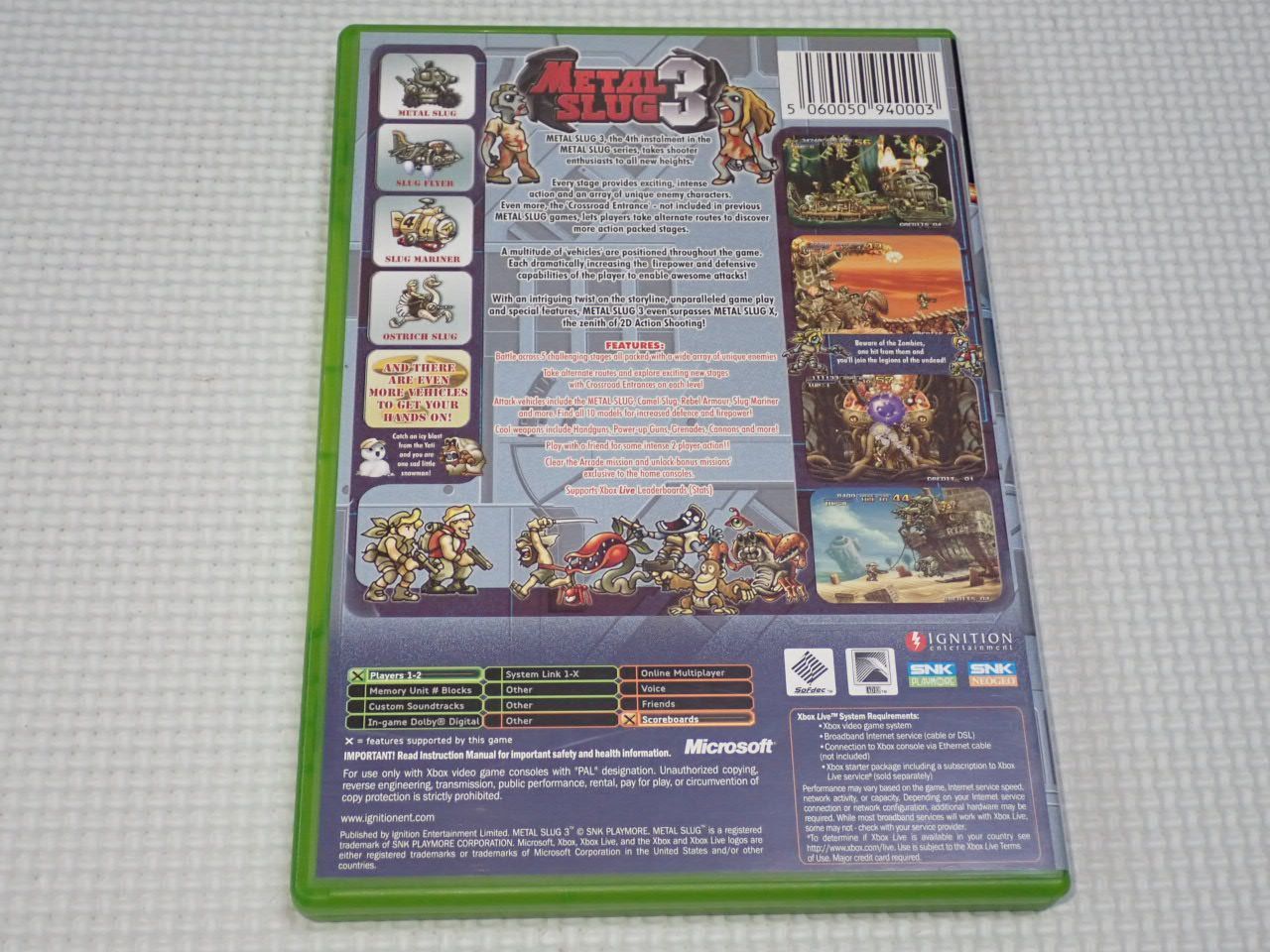 xbox☆METAL SLUG 3 海外版 EU版☆箱付・説明書付・ソフト付☆動作確認