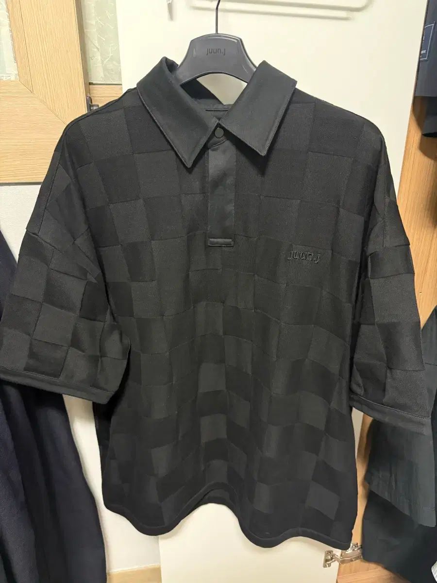 Juun.J チェッカーボード オーバーサイズ ポロ Tシャツ