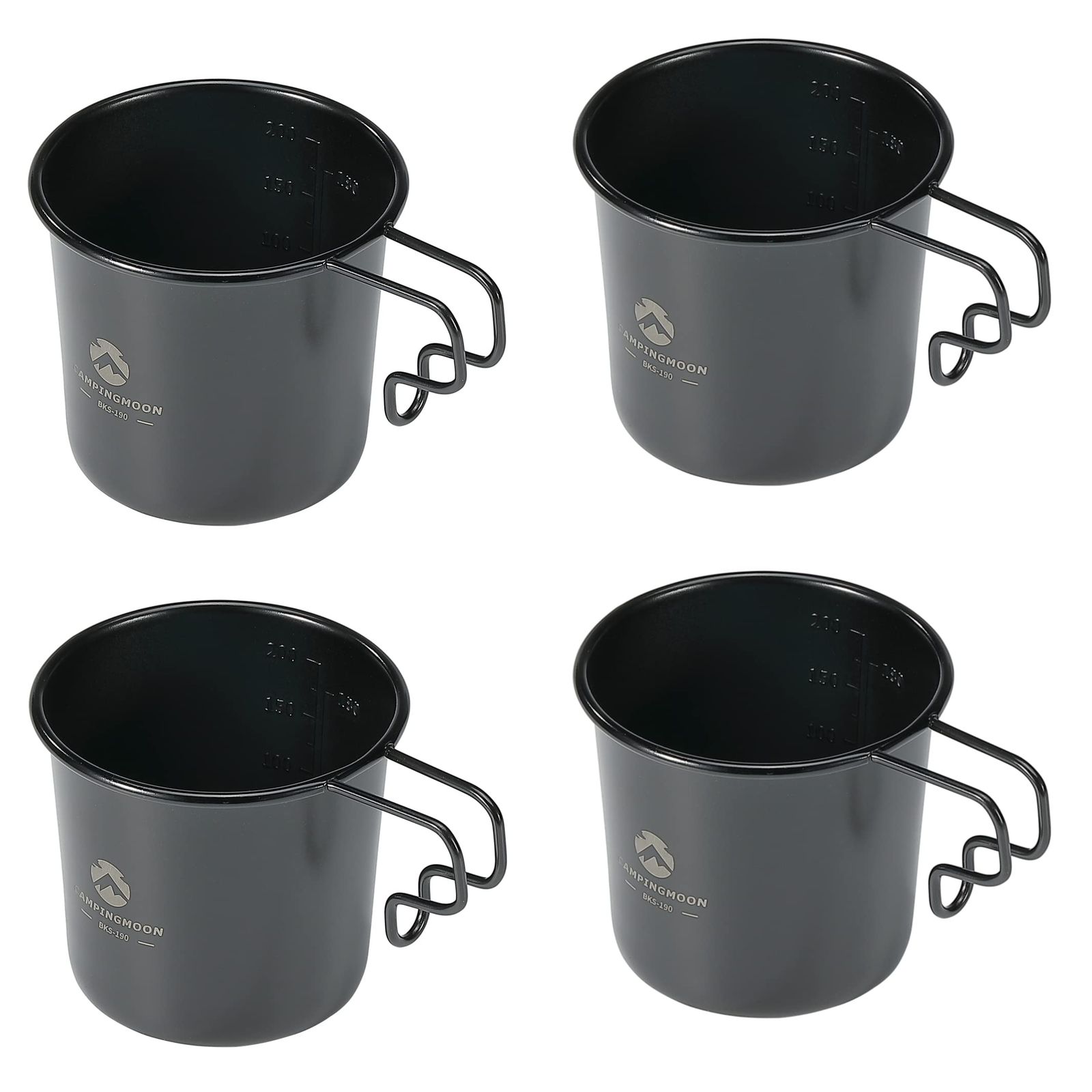 キャンピングムーン(CAMPING MOON) ソロマグ M キャンプ用 マグカップ ブラック 黒 4点セット 210ml SOLO MUG BKS-190-4Pt