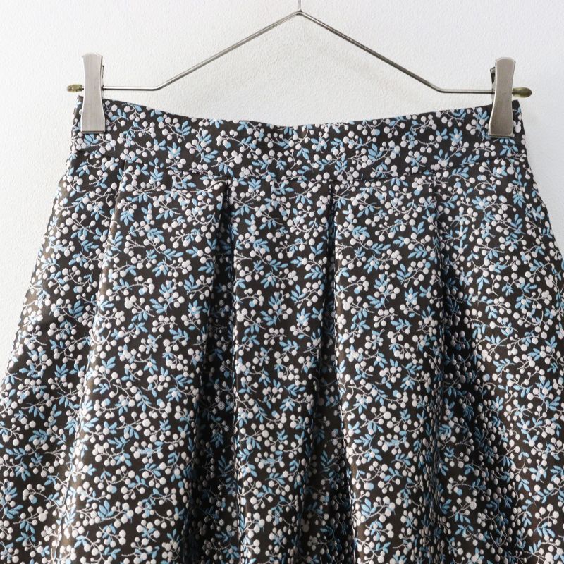 美品 アナイ ANAYI スモールフラワー ジャガード タック フレア