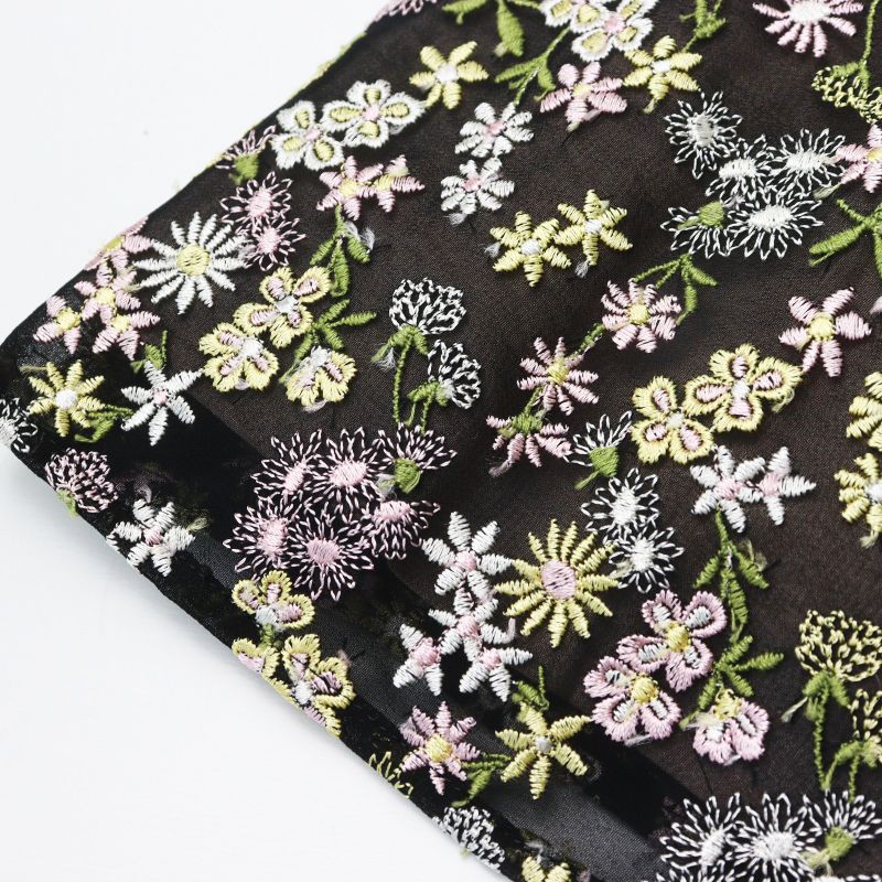 トッカ TOCCA フラワー刺繍 ノースリーブワンピース 0□ブラック