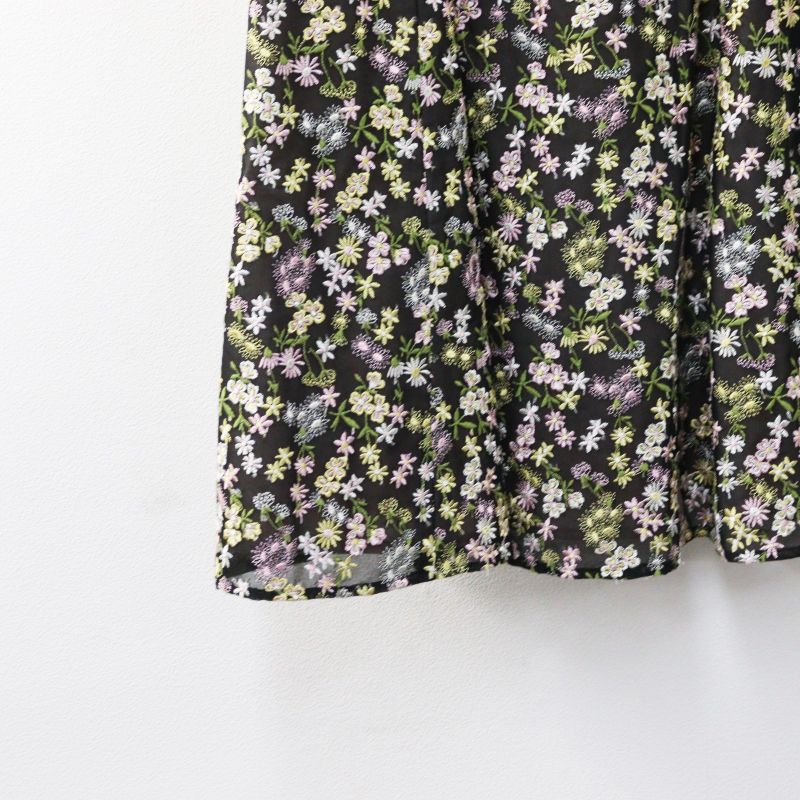 トッカ TOCCA フラワー刺繍 ノースリーブワンピース 0□ブラック