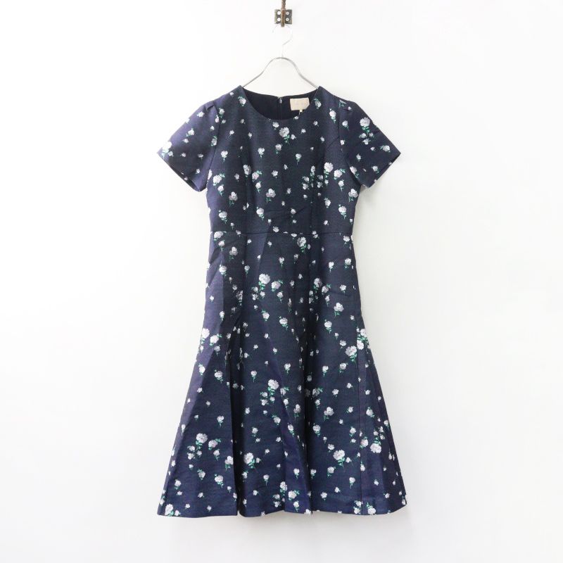 【未使用品】ローズティアラ　ワンピース　ジャカード 花柄　刺繍　紺 未使用 定価3.6万 2024SS ローズティアラ Rose Tiara フラワー