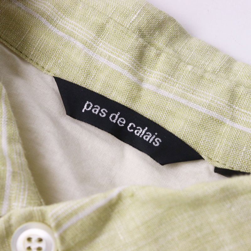 美品 2023SS パドカレ pas de calais リネン先染めストライプシャツ