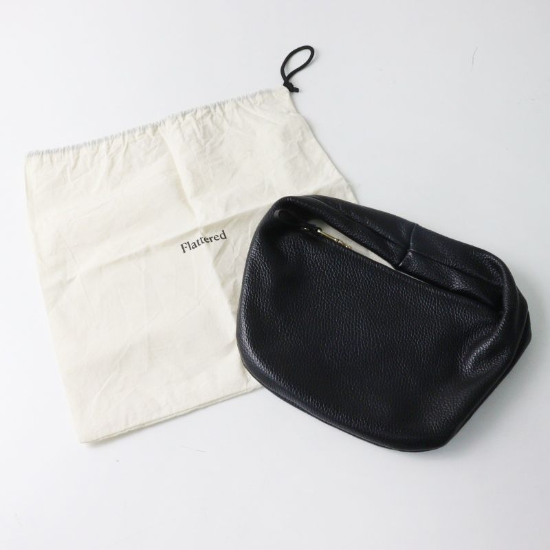 極美品 フラッタード Flattered Alva Mini レザーミニバッグ■ブラック ハンドバッグ ワンハンドル 牛革【2400015059068】