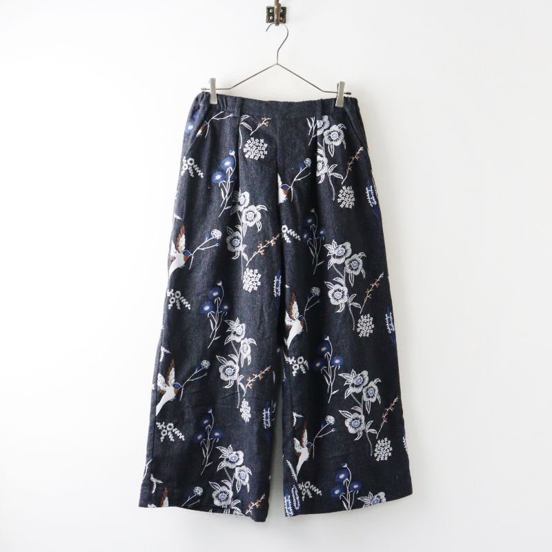 2021AWマーブルシュッド marble SUD EMB Christrose クリストロゼ ジャガードワイドパンツ グレー∥刺繍 【2400015073392】