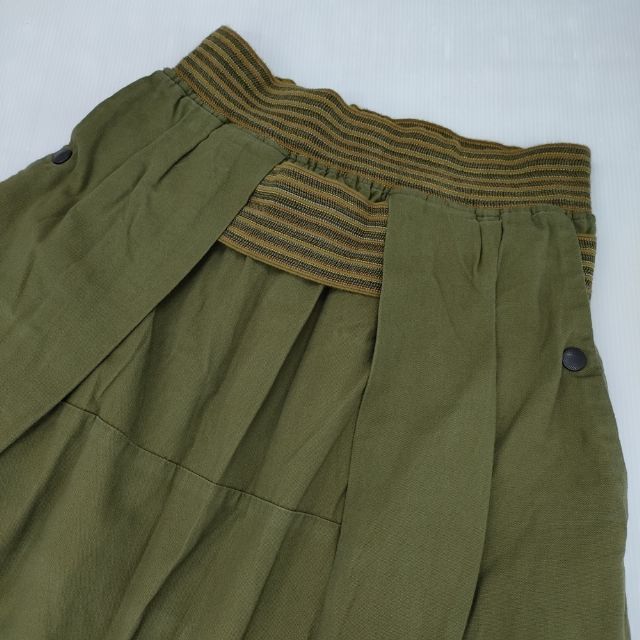 KAPITAL K2004LP113 サイズM 2 リブ サルエルパンツ カーキ レディース
