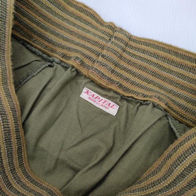 KAPITAL K2004LP113 サイズM 2 リブ サルエルパンツ カーキ レディース