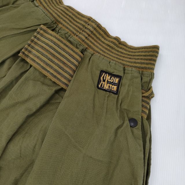 KAPITAL K2004LP113 サイズM 2 リブ サルエルパンツ カーキ レディース
